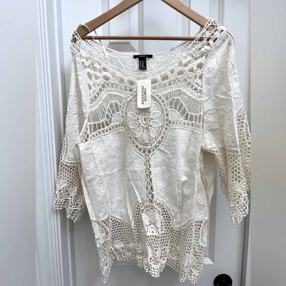 New NWT forever21 boho lace top shirt